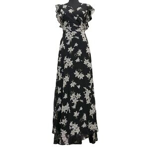 NEW Alloy Apparel Bella Floral Wrap Maxi Dress Lily Black Med NWT Cottagecore